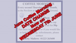 17-05-28 Coffee Morning Date Change