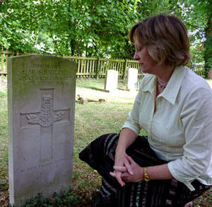 Louise at Pte. Pauley's grave 3.6.09
